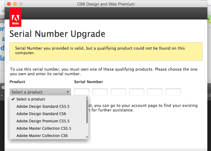 Solved: Valid Serial Number, but Wrong Product? - Adobe Support